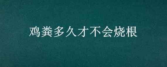 鸡粪多久才不会烧根_养鸡人必看 鸡粪会不会烧根