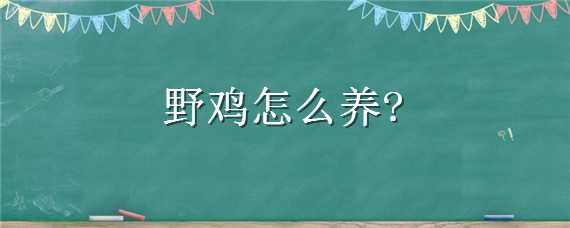 野鸡怎么养 野鸡怎么养活