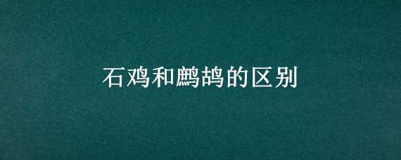 石鸡和鹧鸪的区别 石鸡跟鹧鸪的区别