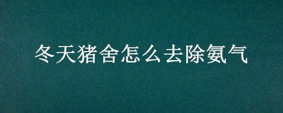 冬天猪舍怎么去除氨气（猪舍氨气怎么处理）