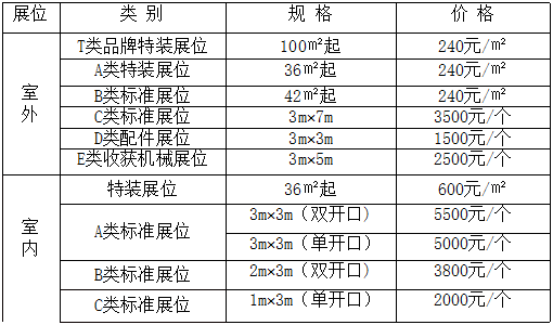 蒙东农机展展位收费