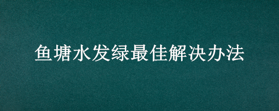 鱼塘水发绿最佳解决办法（鱼塘水发绿最佳解决办法 二氧化氯）