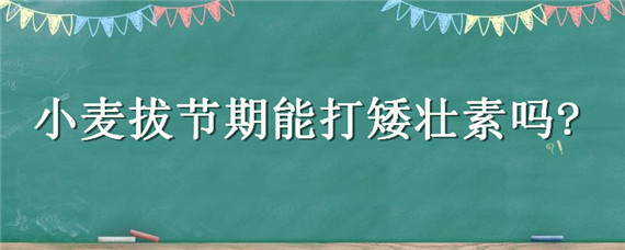 小麦拔节期能打矮壮素吗? 小麦拔节能不能打矮壮素