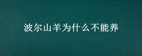 波尔山羊为什么不能养（波尔山羊为什么不能养殖）