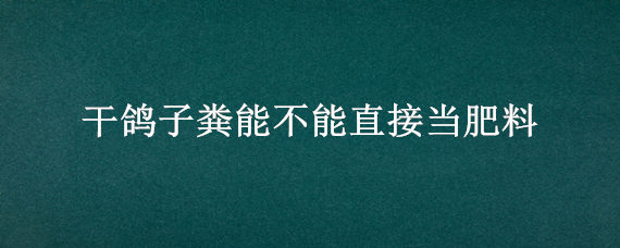 干鸽子粪能不能直接当肥料（鸽子屎能直接当肥料吗）