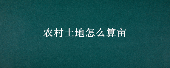 农村土地怎么算亩（农村土地亩数计算公式）