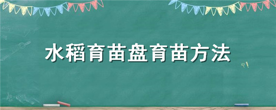 水稻育苗盘育苗方法（水稻育苗盘育苗技术方法）