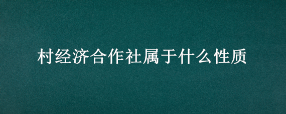 村经济合作社属于什么性质 村经济合作社法人一般谁担任