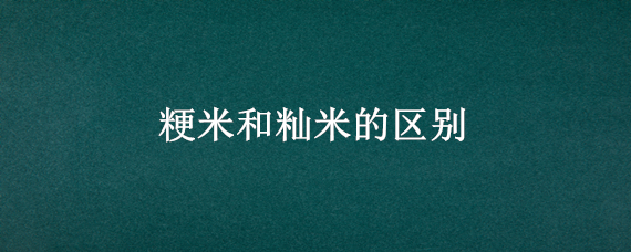 粳米和籼米的区别 籼米