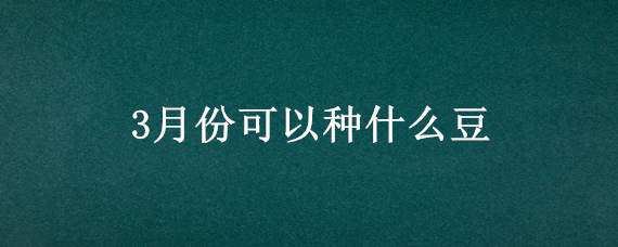 3月份可以种什么豆（3月份可以种什么豆芽）