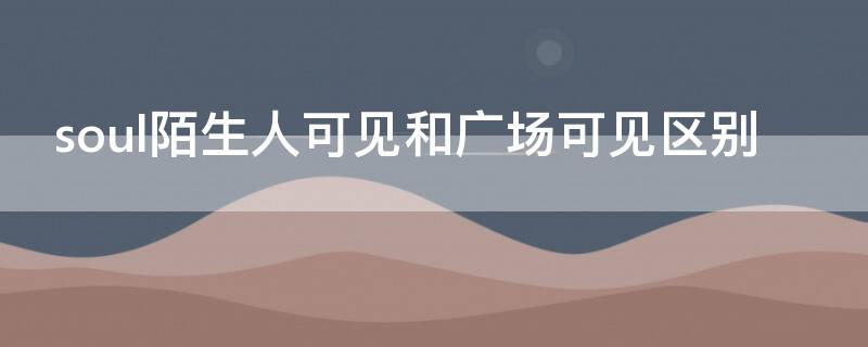 soul陌生人可见和广场可见区别（soul陌生人可见和广场可见区别）