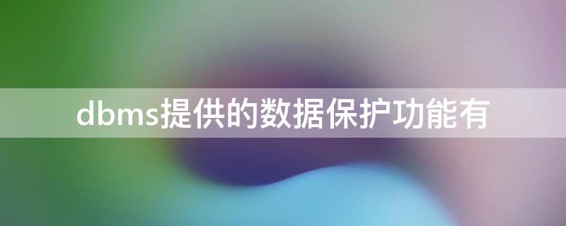 dbms提供的数据保护功能有 dbms保障数据库安全性的措施有哪些