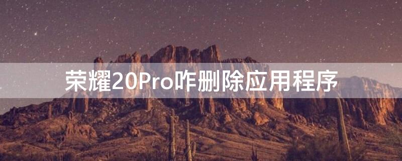 荣耀20Pro咋删除应用程序（荣耀20pro手机怎么关闭应用程序）