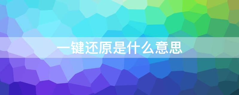 一键还原是什么意思（易数一键还原是什么意思）