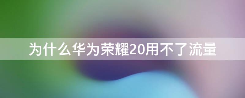 为什么华为荣耀20用不了流量 为什么华为荣耀20用不了流量了