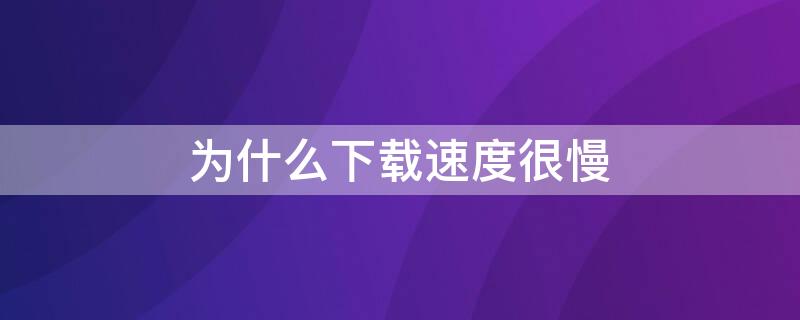 为什么下载速度很慢 wifi为什么下载速度很慢