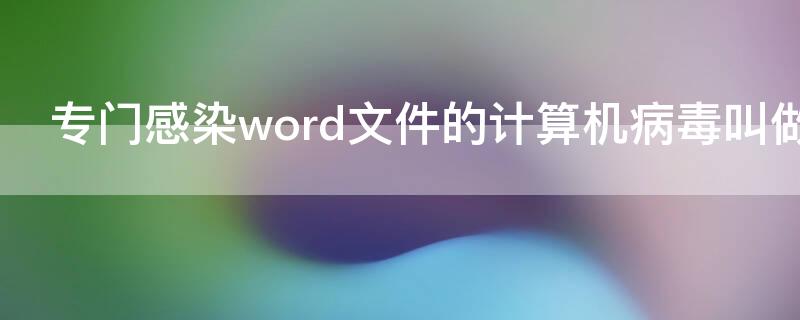 专门感染word文件的计算机病毒叫做 专门感染word文件的计算机病毒叫做什么名字