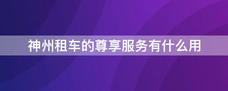 神州租车的尊享服务有什么用 神州租车尊享服务包含什么意思