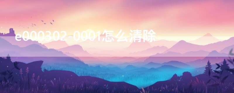 e000302-0001怎么清除 e000302 0001如何清除