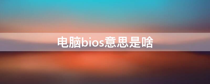 电脑bios意思是啥（BIOS啥意思）