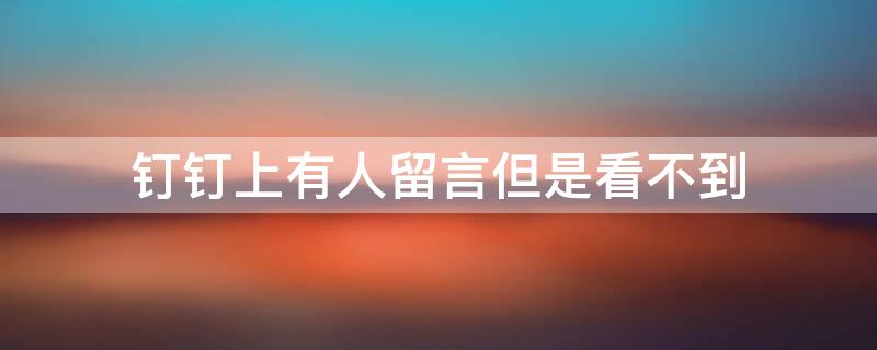 钉钉上有人留言但是看不到 为什么钉钉提示有留言却找不到