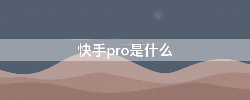 快手pro是什么（快手pro是什么意思啊）