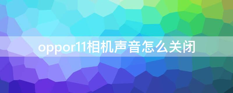 oppor11相机声音怎么关闭 oppor11的相机声音怎么关