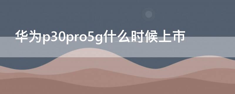 华为p30pro5g什么时候上市（华为p30pro什么时候上市时间）