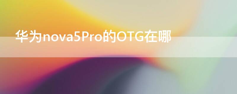 华为nova5Pro的OTG在哪