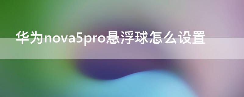 华为nova5pro悬浮球怎么设置 华为nova5pro的悬浮球怎么设置