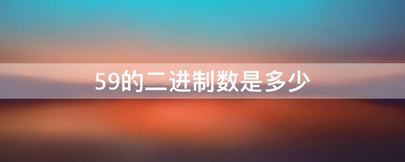 59的二进制数是多少 什么是二进制?二进制怎么算?