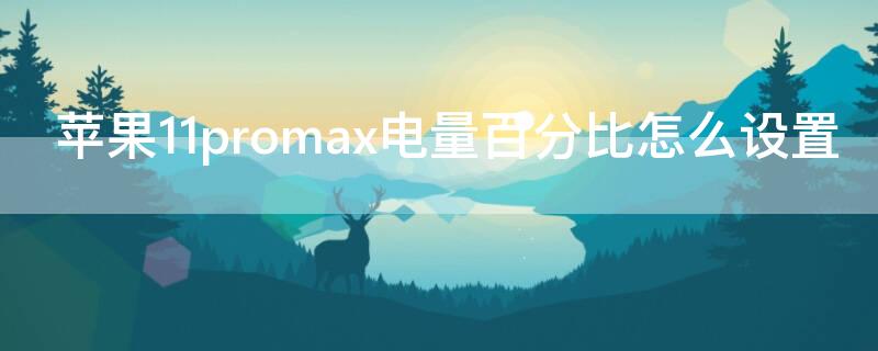 iPhone11promax电量百分比怎么设置 iphone11promax 怎么调电池百分比