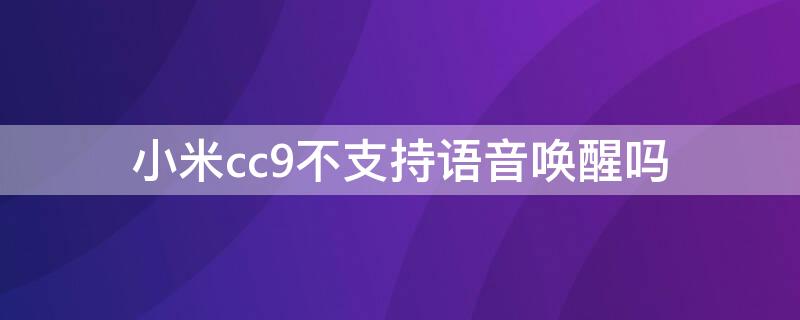 小米cc9不支持语音唤醒吗（小米cc9不支持语音唤醒吗怎么办）