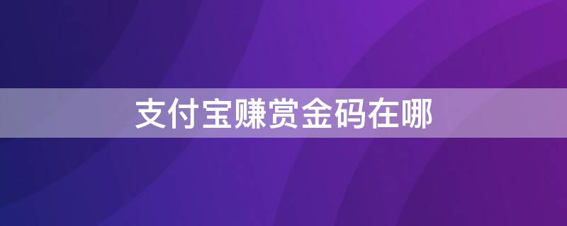 支付宝赚赏金码在哪（支付宝赚赏金码在哪查）