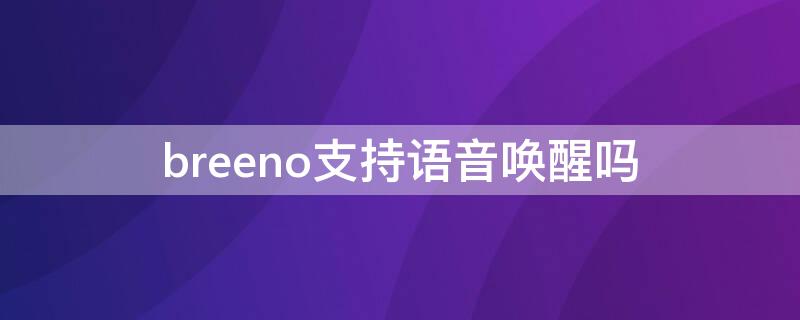 breeno支持语音唤醒吗（breeno语音怎么开启语音唤醒）