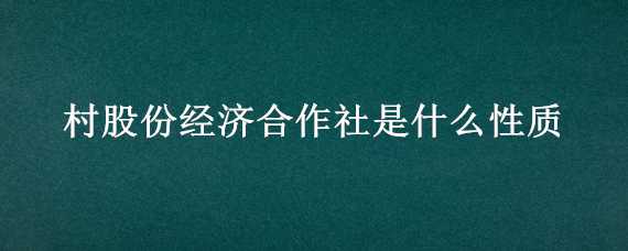 村股份经济合作社是什么性质（村股份经济合作社经营范围）