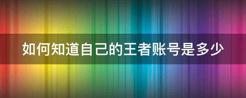 如何知道自己的王者账号是多少 如何知道自己的王者账号是多少号