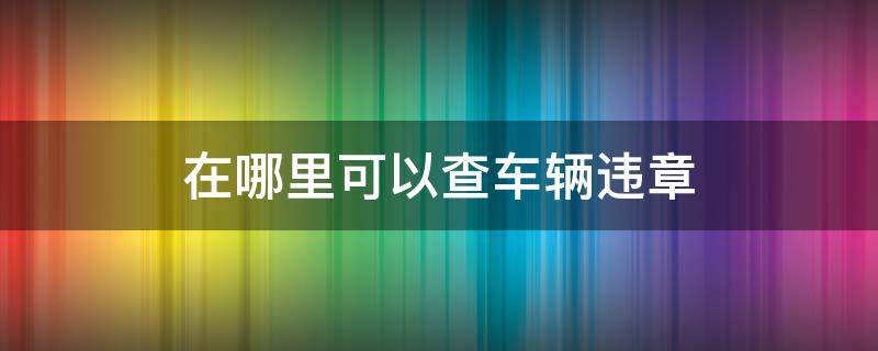 在哪里可以查车辆违章（在哪里可以查车辆违章视频）