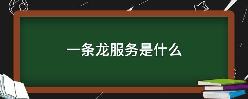 一条龙服务是什么（一条龙的服务包含什么项目）