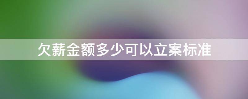 欠薪金额多少可以立案标准（欠薪罪立案标准的法律规定）