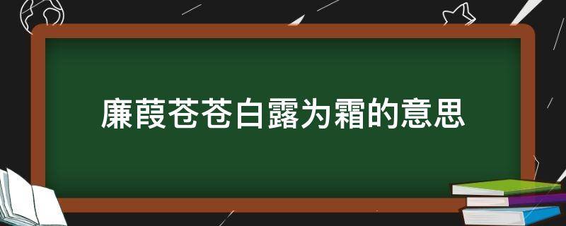 廉葭苍苍白露为霜的意思（蒹葭苍苍白露为霜是什么意思?表达了什么含义?）