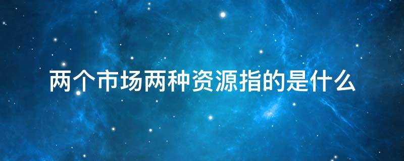 两个市场两种资源指的是什么（利用好两个市场,两种资源中的两个市场是指什么?）