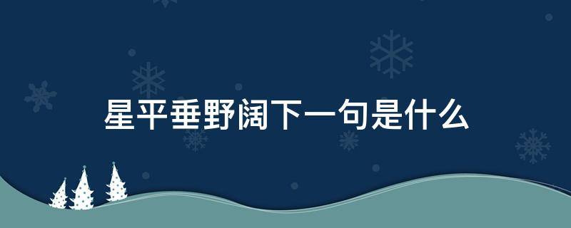 星平垂野阔下一句是什么 星垂平野阔下一句是什么意思