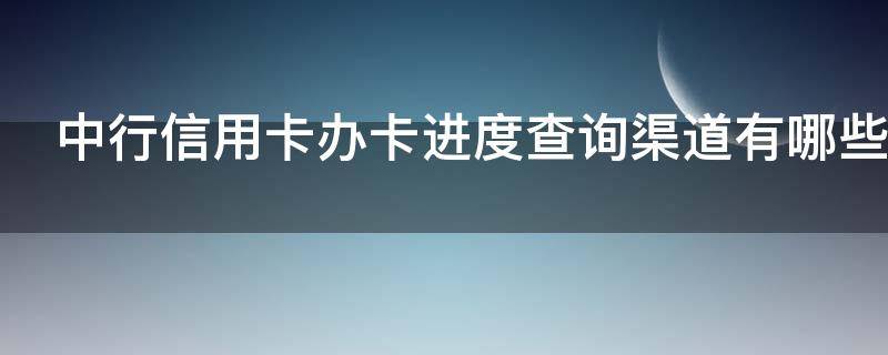 中行信用卡办卡进度查询渠道有哪些（怎么看中国银行信用卡进度）