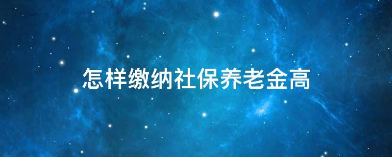 怎样缴纳社保养老金高（怎么交社保养老金多）