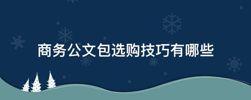 商务公文包选购技巧有哪些（商务公文包选购技巧有哪些内容）