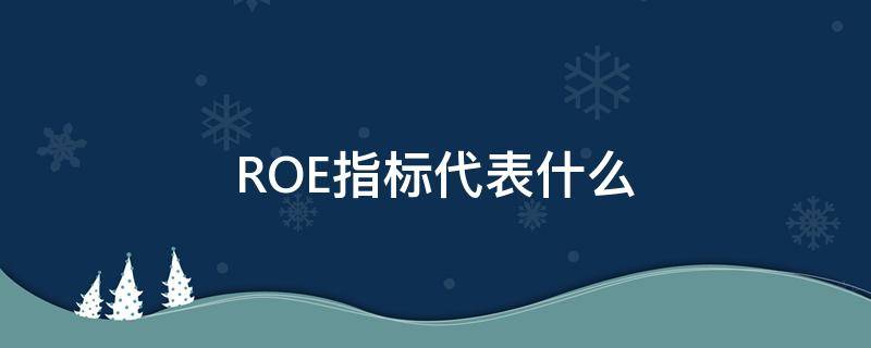 ROE指标代表什么（roe指标代表什么意思）