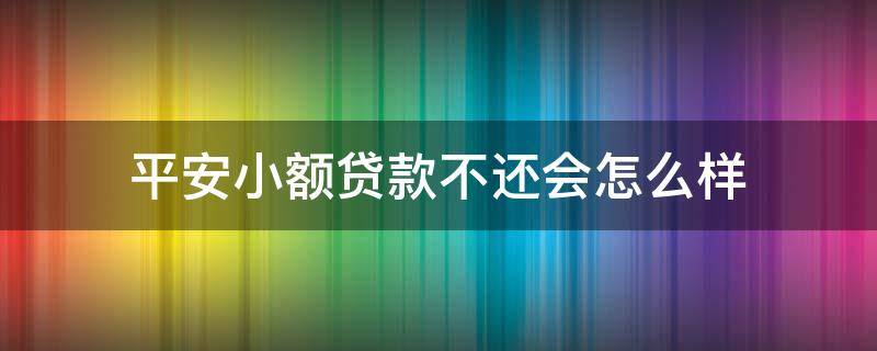 平安小额贷款不还会怎么样 平安小额贷款还不上会坐牢吗