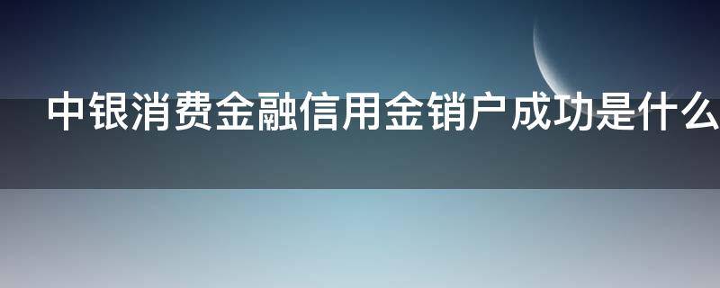 中银消费金融信用金销户成功是什么意思