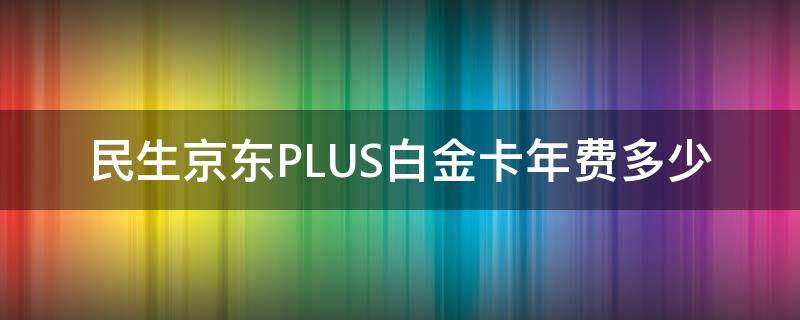 民生京东PLUS白金卡年费多少（民生京东plus白金卡年费多少）